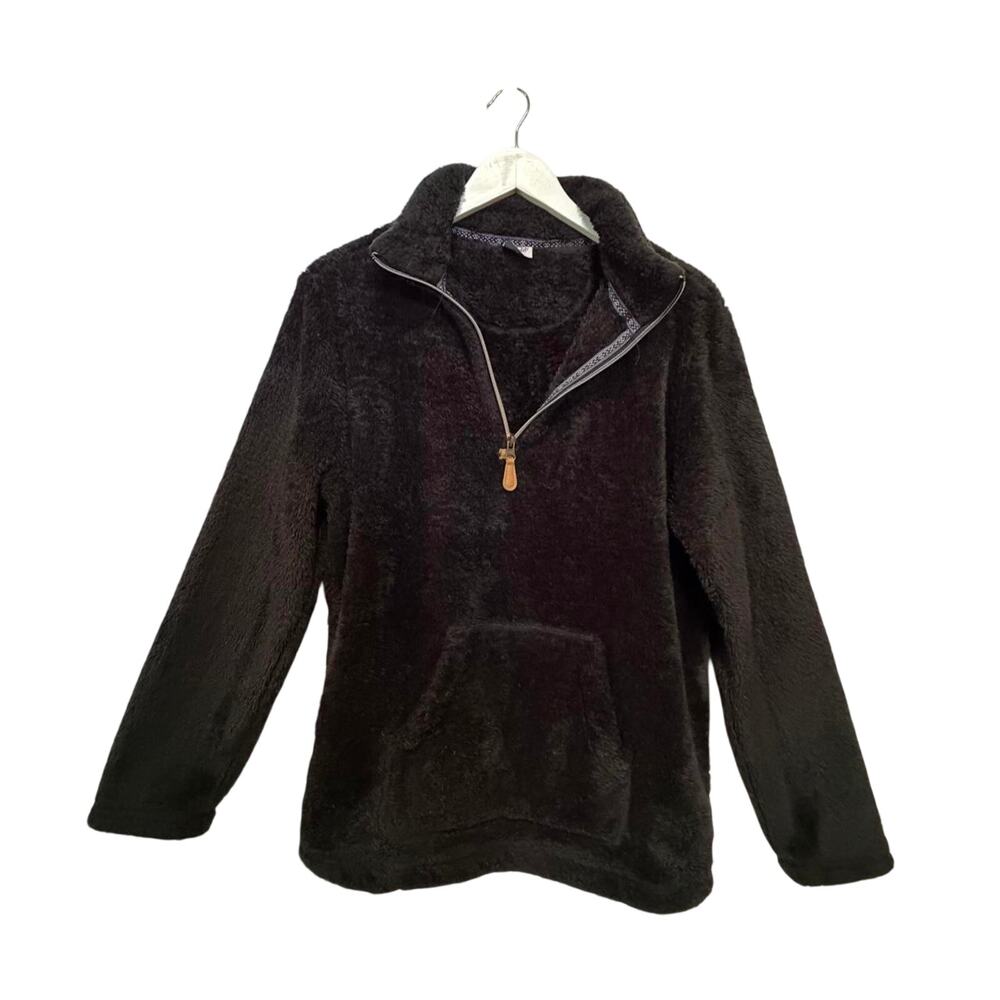 Katydid womens black fleece pullover